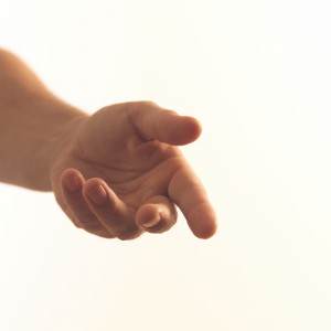Hand gesturing help to a loved one with opiate addiction