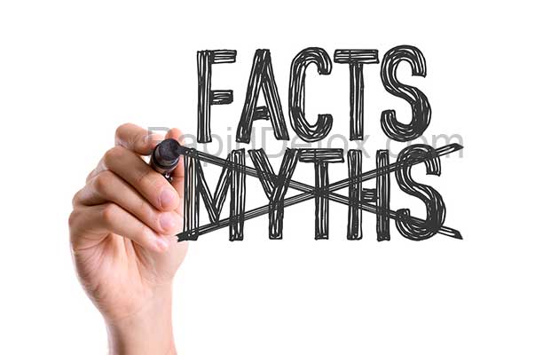 rapid drug detox myths; handing using marker to cross out myths and write facts