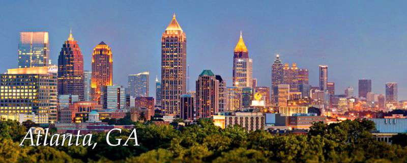 Atlanta Georgia written on picture of the city. Illustrates atlanta georgia drug detox